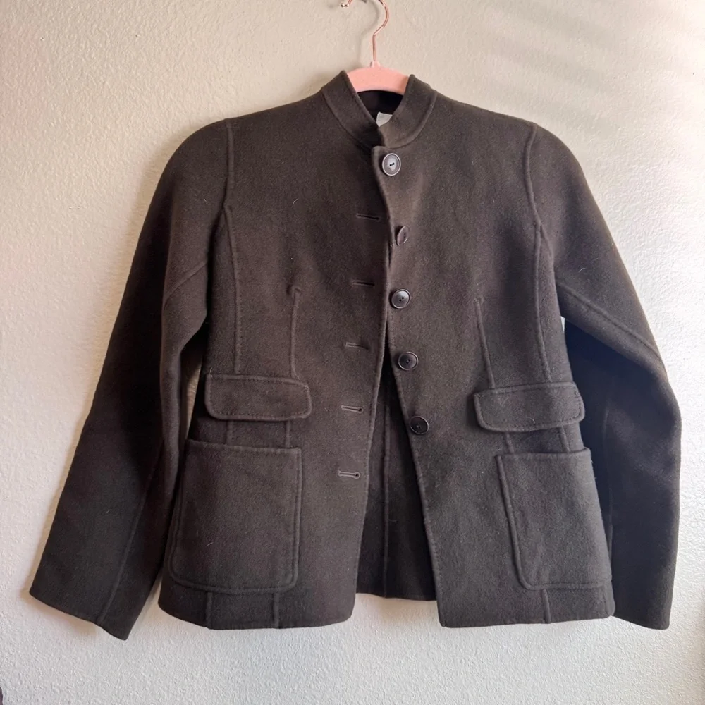 CALVIN KLEIN 100% Wool Brown Button Jacket - Picture 4 of 8